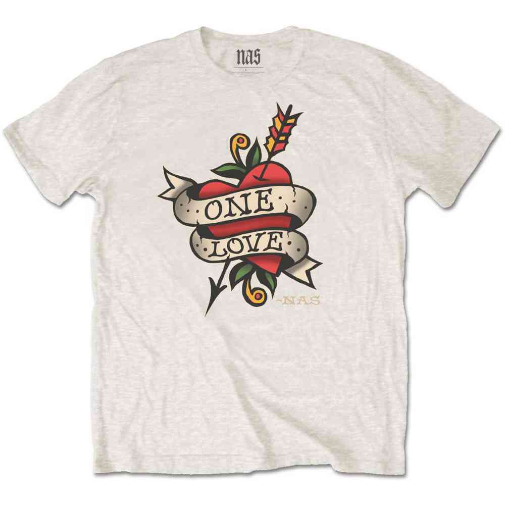Nas - Love Tattoo Heren Tshirt - Creme